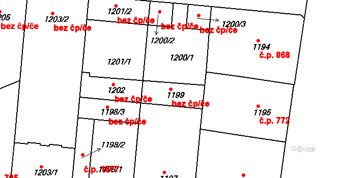Praha 46806130 na parcele st. 1199 v KÚ Holešovice, Katastrální mapa