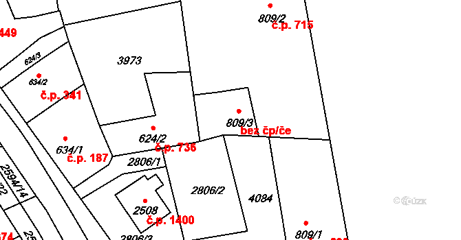 Lipník nad Bečvou 49983130 na parcele st. 809/3 v KÚ Lipník nad Bečvou, Katastrální mapa
