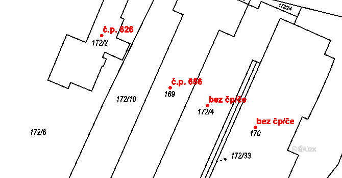 Želechovice nad Dřevnicí 656 na parcele st. 169 v KÚ Želechovice nad Dřevnicí, Katastrální mapa