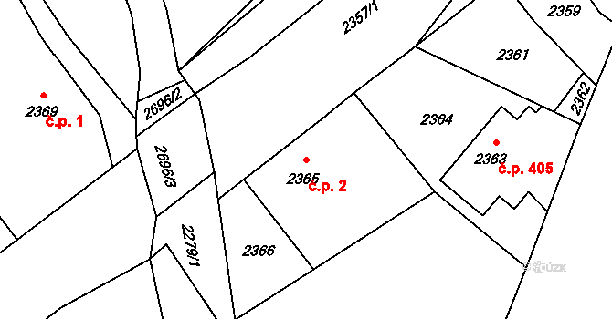 Rapotín 2 na parcele st. 2365 v KÚ Rapotín, Katastrální mapa