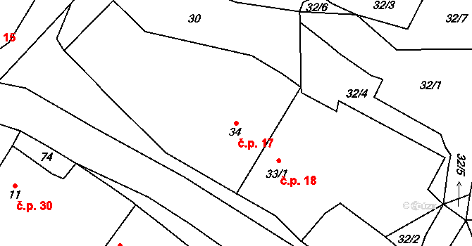 Žichlice 17, Hromnice na parcele st. 34 v KÚ Žichlice u Hromnic, Katastrální mapa