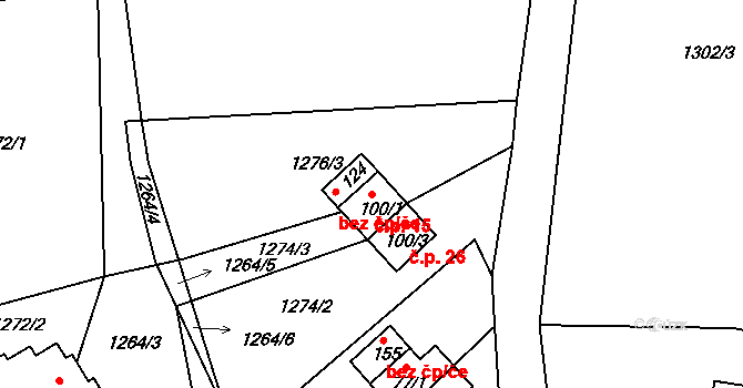 Leptač 15, Chroboly na parcele st. 100/1 v KÚ Leptač, Katastrální mapa