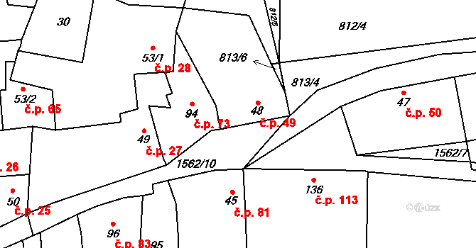 Srbeč 49 na parcele st. 48 v KÚ Srbeč, Katastrální mapa