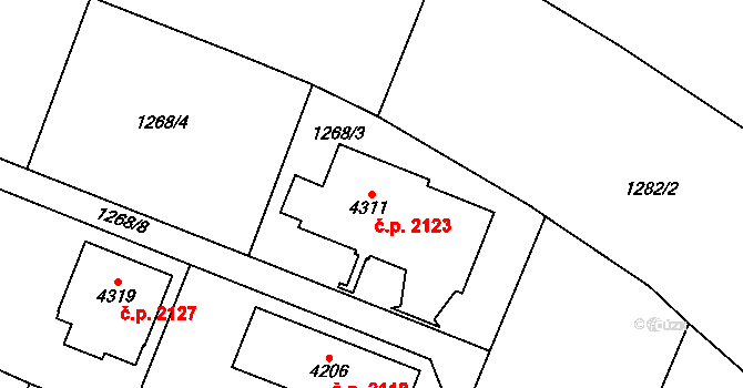 Náchod 2123 na parcele st. 4311 v KÚ Náchod, Katastrální mapa