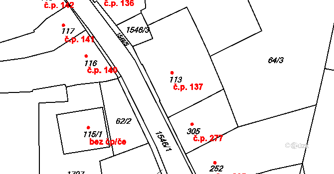 Nepomuk 137 na parcele st. 113 v KÚ Nepomuk, Katastrální mapa