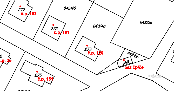 Sobíňov 120 na parcele st. 273 v KÚ Sobíňov, Katastrální mapa