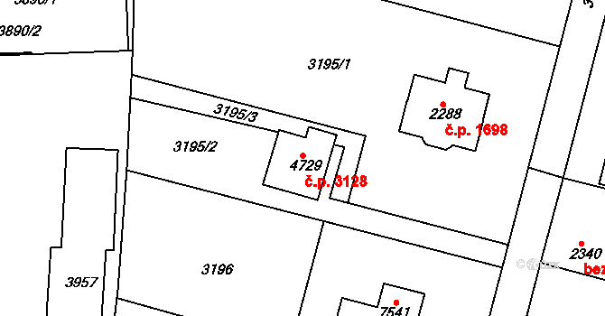 Havlíčkův Brod 3128 na parcele st. 4729 v KÚ Havlíčkův Brod, Katastrální mapa