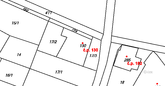 Těšnovice 130, Kroměříž na parcele st. 130 v KÚ Těšnovice, Katastrální mapa