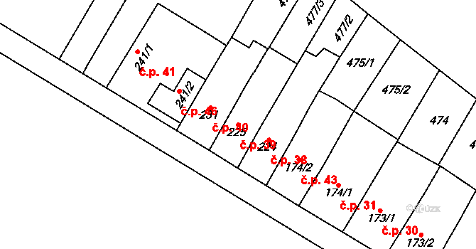 Otonovice 39, Hrubčice na parcele st. 225 v KÚ Hrubčice, Katastrální mapa