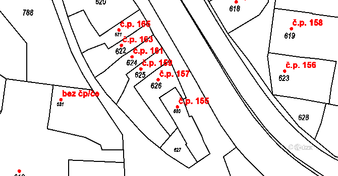 Otaslavice 155 na parcele st. 630 v KÚ Otaslavice, Katastrální mapa