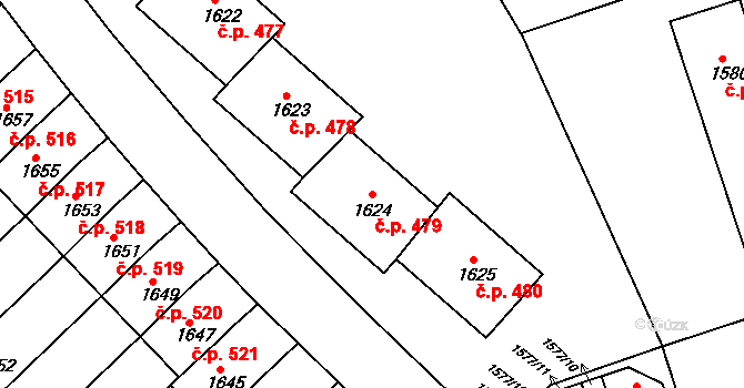 Moravský Krumlov 479 na parcele st. 1624 v KÚ Moravský Krumlov, Katastrální mapa