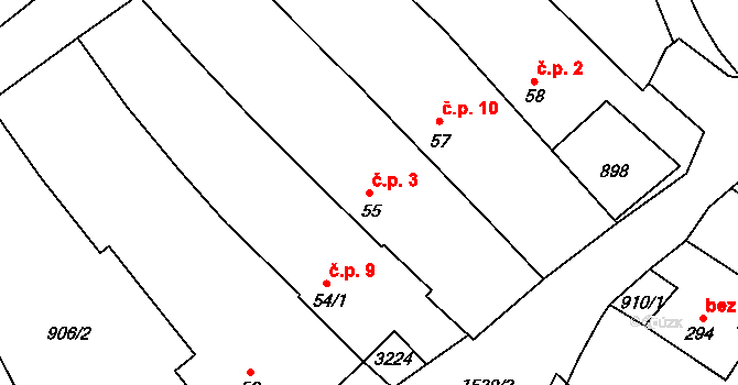 Čížov 3, Chabeřice na parcele st. 55 v KÚ Chabeřice, Katastrální mapa