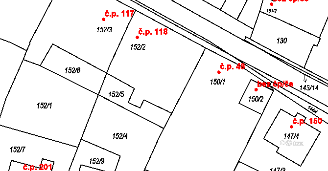 Těšetice 113818131 na parcele st. 152/11 v KÚ Těšetice u Znojma, Katastrální mapa
