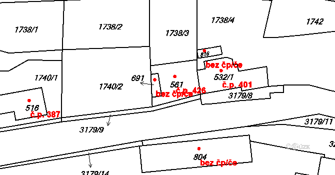 Bečov nad Teplou 426 na parcele st. 561 v KÚ Bečov nad Teplou, Katastrální mapa