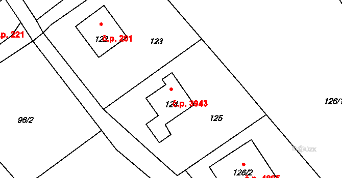 Proseč nad Nisou 3943, Jablonec nad Nisou na parcele st. 124 v KÚ Proseč nad Nisou, Katastrální mapa