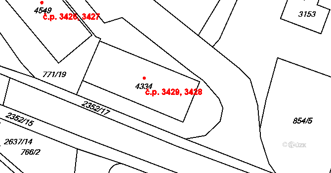 Jablonec nad Nisou 3428,3429 na parcele st. 4334 v KÚ Jablonec nad Nisou, Katastrální mapa