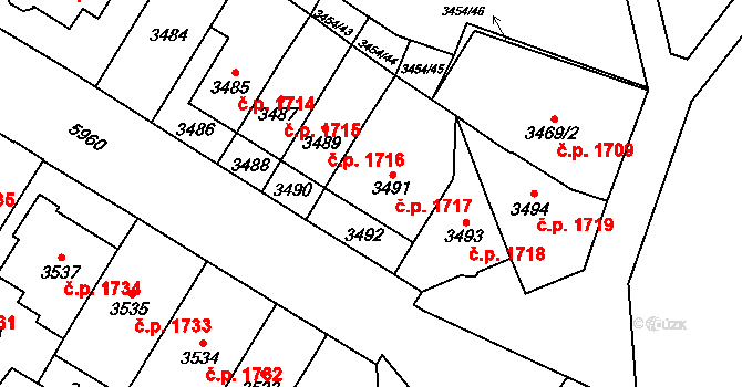 Jihlava 1717 na parcele st. 3491 v KÚ Jihlava, Katastrální mapa