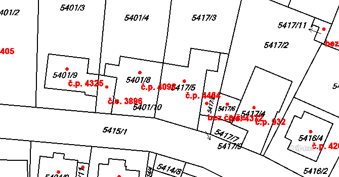 Jihlava 4464 na parcele st. 5417/5 v KÚ Jihlava, Katastrální mapa