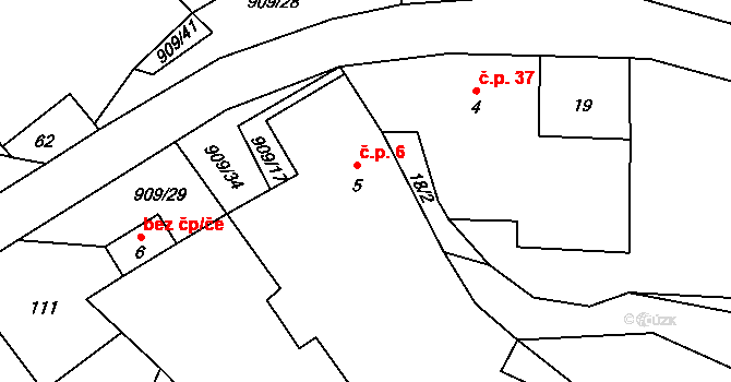 Drchlava 6, Chlum na parcele st. 5 v KÚ Drchlava, Katastrální mapa