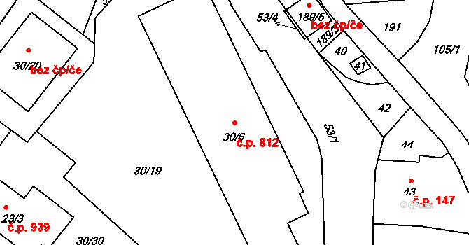 Arnultovice 812, Nový Bor na parcele st. 30/6 v KÚ Arnultovice u Nového Boru, Katastrální mapa