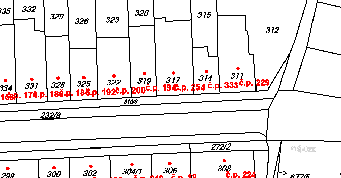 Kobylnice 254 na parcele st. 317 v KÚ Kobylnice u Brna, Katastrální mapa