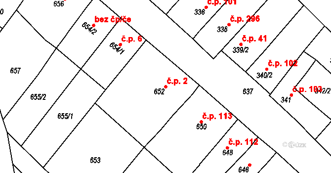 Zarazice 2, Veselí nad Moravou na parcele st. 652 v KÚ Zarazice, Katastrální mapa