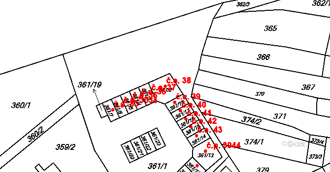 Vyškov-Předměstí 38, Vyškov na parcele st. 361/2 v KÚ Vyškov, Katastrální mapa