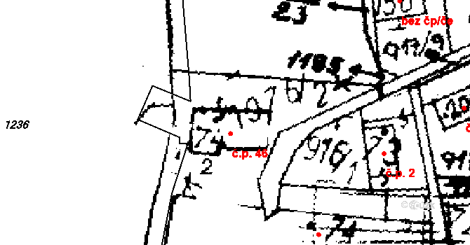 Zichovec 46 na parcele st. 74/2 v KÚ Zichovec, Katastrální mapa