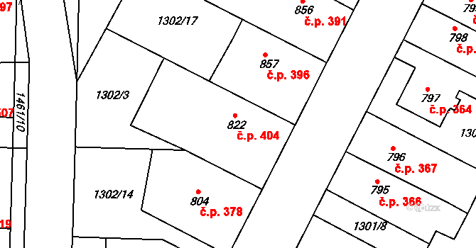 Chlumec nad Cidlinou IV 404, Chlumec nad Cidlinou na parcele st. 822 v KÚ Chlumec nad Cidlinou, Katastrální mapa