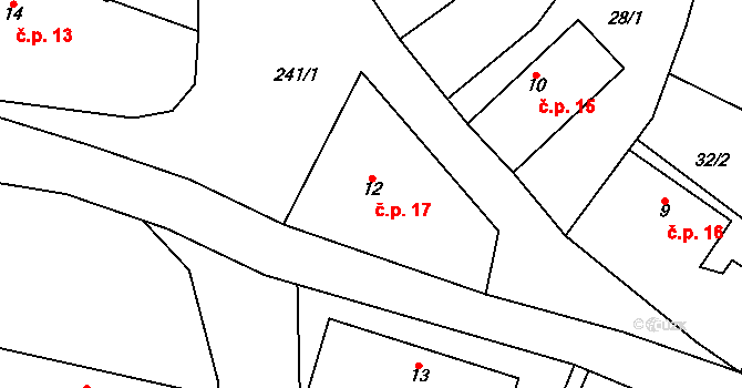 Chloumek 17, Boháňka na parcele st. 12 v KÚ Chloumek u Hořic, Katastrální mapa