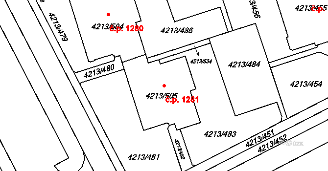 Lutyně 1281, Orlová na parcele st. 4213/505 v KÚ Horní Lutyně, Katastrální mapa