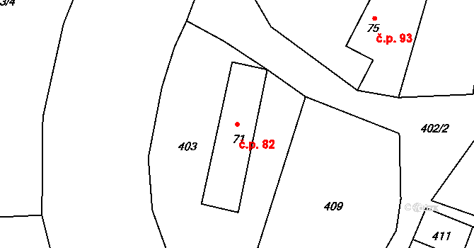 Krasíkov 82 na parcele st. 71 v KÚ Krasíkov, Katastrální mapa