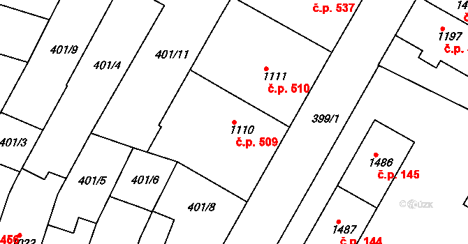 Žichlínské Předměstí 509, Lanškroun na parcele st. 1110 v KÚ Lanškroun, Katastrální mapa