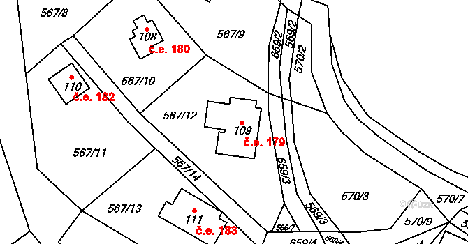 Řepčice 179, Velké Popovice na parcele st. 109 v KÚ Mokřany u Velkých Popovic, Katastrální mapa