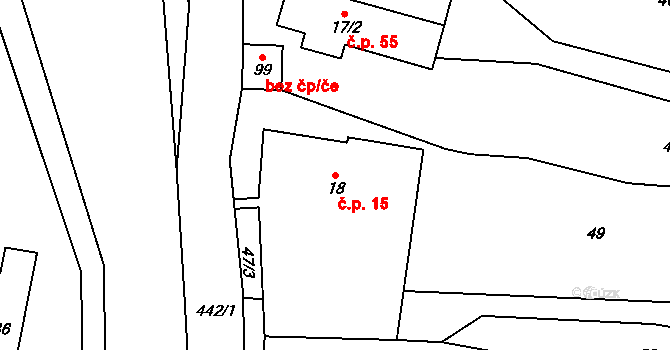 Řikovice 15, Morašice na parcele st. 18 v KÚ Řikovice u Litomyšle, Katastrální mapa