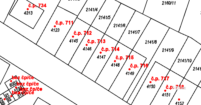 Chrudim II 714, Chrudim na parcele st. 4147 v KÚ Chrudim, Katastrální mapa