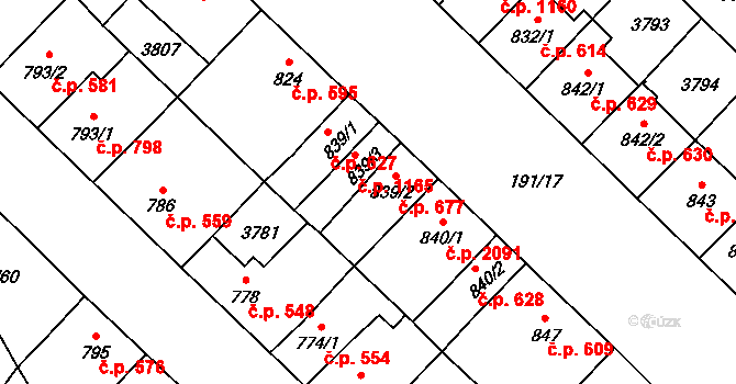 Břeclav 677 na parcele st. 839/2 v KÚ Břeclav, Katastrální mapa