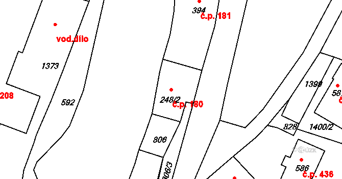 Benešov nad Ploučnicí 180 na parcele st. 248/2 v KÚ Benešov nad Ploučnicí, Katastrální mapa