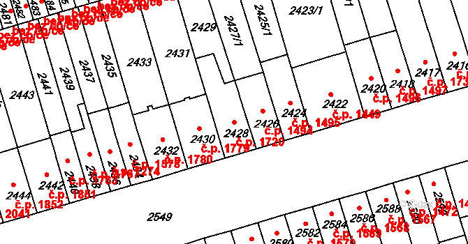 Královo Pole 1720, Brno na parcele st. 2428 v KÚ Královo Pole, Katastrální mapa