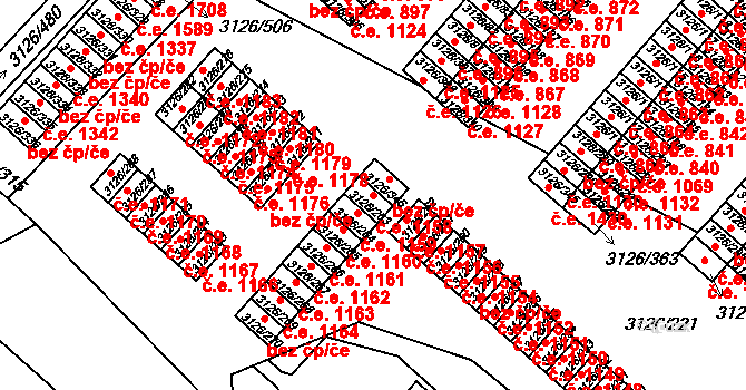 Pelhřimov 1158 na parcele st. 3126/263 v KÚ Pelhřimov, Katastrální mapa