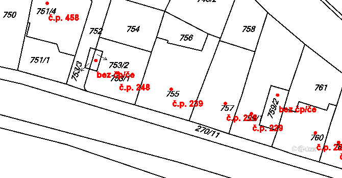Řetenice 239, Teplice na parcele st. 755/1 v KÚ Teplice-Řetenice, Katastrální mapa