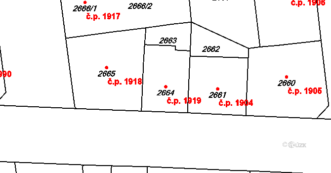Vinohrady 1919, Praha na parcele st. 2664 v KÚ Vinohrady, Katastrální mapa