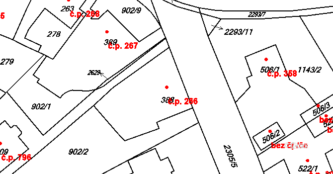 Rožmitál pod Třemšínem 266 na parcele st. 388 v KÚ Rožmitál pod Třemšínem, Katastrální mapa
