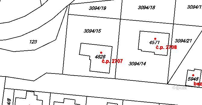 Dvůr Králové nad Labem 2707 na parcele st. 4828 v KÚ Dvůr Králové nad Labem, Katastrální mapa