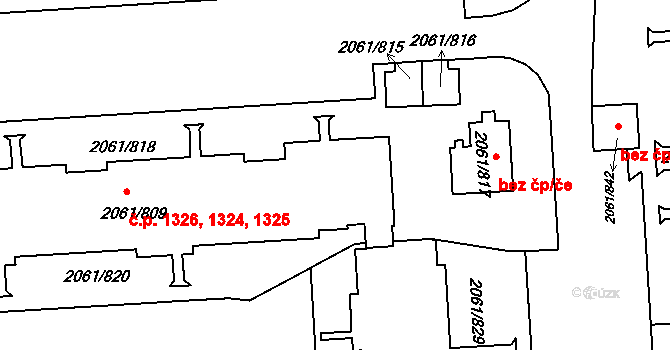 České Budějovice 2 1324,1325,1326, České Budějovice na parcele st. 2061/809 v KÚ České Budějovice 2, Katastrální mapa