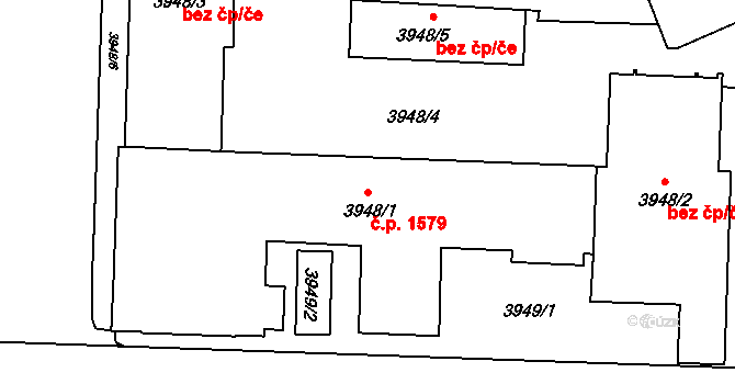 České Budějovice 3 1579, České Budějovice na parcele st. 3948/1 v KÚ České Budějovice 3, Katastrální mapa