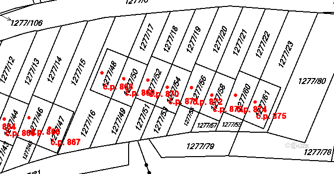 Liberec XIV-Ruprechtice 871, Liberec na parcele st. 1277/54 v KÚ Ruprechtice, Katastrální mapa