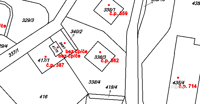 Liberec XV-Starý Harcov 562, Liberec na parcele st. 338/3 v KÚ Starý Harcov, Katastrální mapa