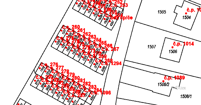 Kuřim 267 na parcele st. 3780 v KÚ Kuřim, Katastrální mapa