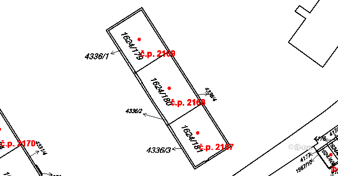 Mizerov 2168, Karviná na parcele st. 1624/180 v KÚ Karviná-město, Katastrální mapa